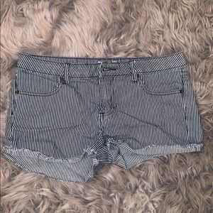 F21 striped denim shorts
